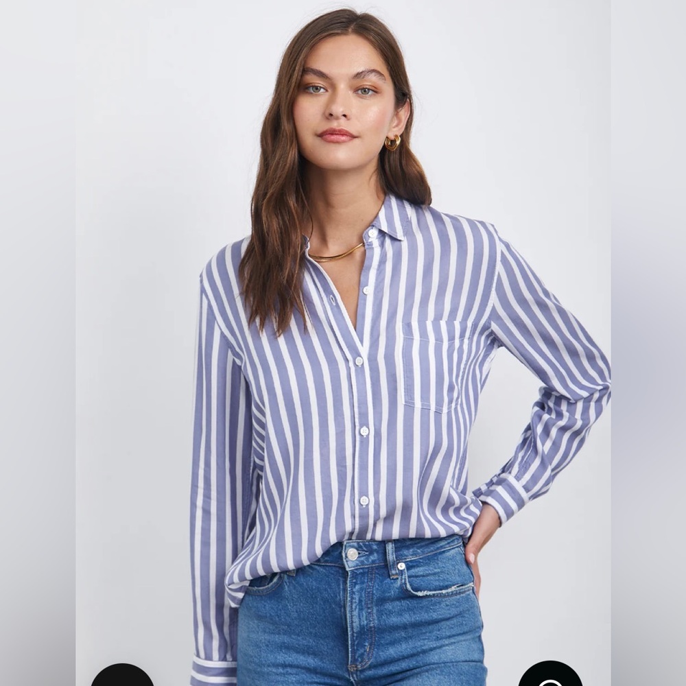 Rails blue striped button up